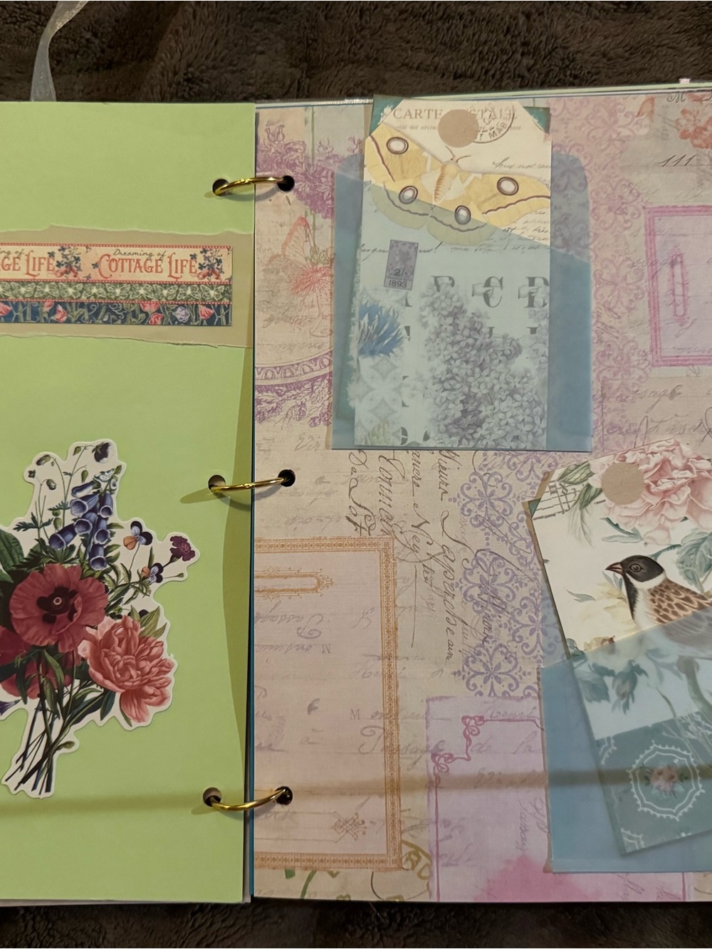 Garden Junk Journal Notebook with Floral & Butterfly Cover - Homemade - Picture 6 of 7